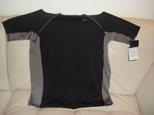NEW WT MEN'S BLACK GRAY NIKE RUNNING ATHLETIC SHIRT TOP UPF40 704596 M