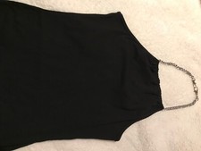 Black Bodycon Haltertop Dress with Chain around Neck