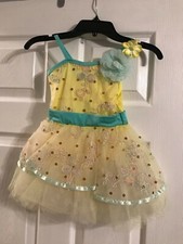 Curtain Call Yellow  Blue Dance Ballet Recital Costume CH Small Style E1122