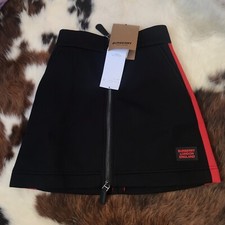 BURBERRY Zip-up Logo Bicolor skirt polyester Black x Red Unused , Size XS