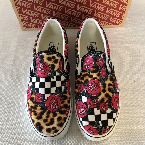 vans rose animal check