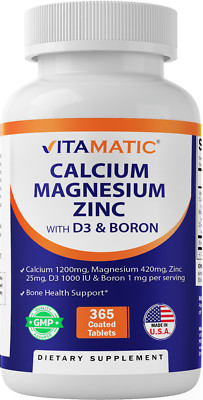 Vitamatic Calcium Magnesium Zinc D3 Boron | 365 Coated Tablets