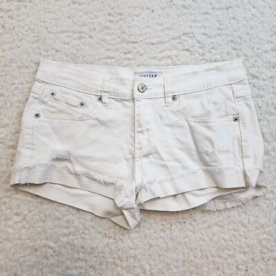 Just USA Jean Shorts XS White Denim Cut Off Frayed Hem Cuffed Distressed y2K