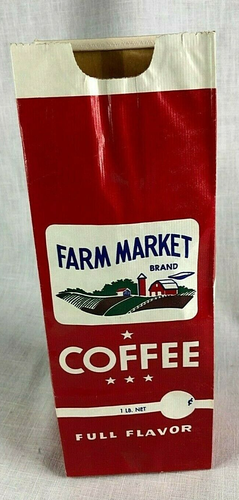 Farm Market Marke Kaffee Papiertüte gemahlen im Laden Zeder Stromschnellen Iowa Vintage - Bild 2 von 8