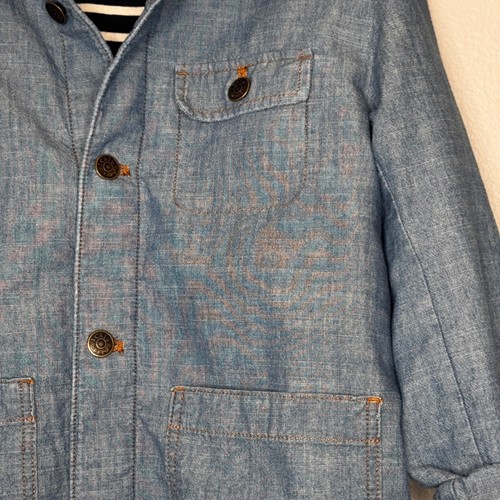 CREWCUTS Chambray Chore 100% Cotton Jacket Sz 8 Blue Pockets Preppy Unisex - Picture 3 of 7