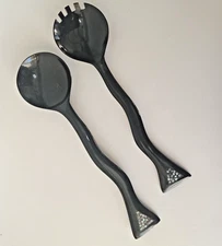 Salad Servers 2 Piece Set Lucite Fork Spoon Mid Century Modern Confetti