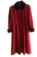 House Of Fraser Wool Cashmere Blend Women’s Coat Size 10 Red/black G48