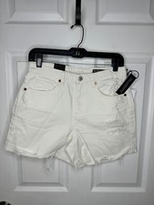 Blank NYC Distressed High Rise White Denim Shorts Women's Size 27