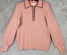 Liz Claiborne Sweater Womens Medium Pink 1/4 Button Collared Long Sleeve Vintage