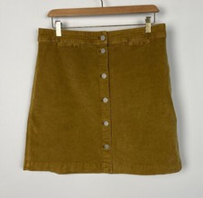 j. Crew woman s Size 29 button skirt corduroy gold brown Pockets style AC512