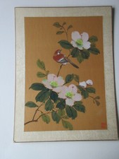 VINTAGE Chinese Painting on Silk - Good Condition Bird and Flowers Unframed 20