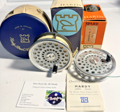 Vintage Hardy Marquis #7 Fly Reel with Spare Spool Floating Line