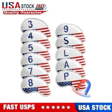 Pack of 11 Magnetic Golf Club Covers for Irons, Synthetic Leather