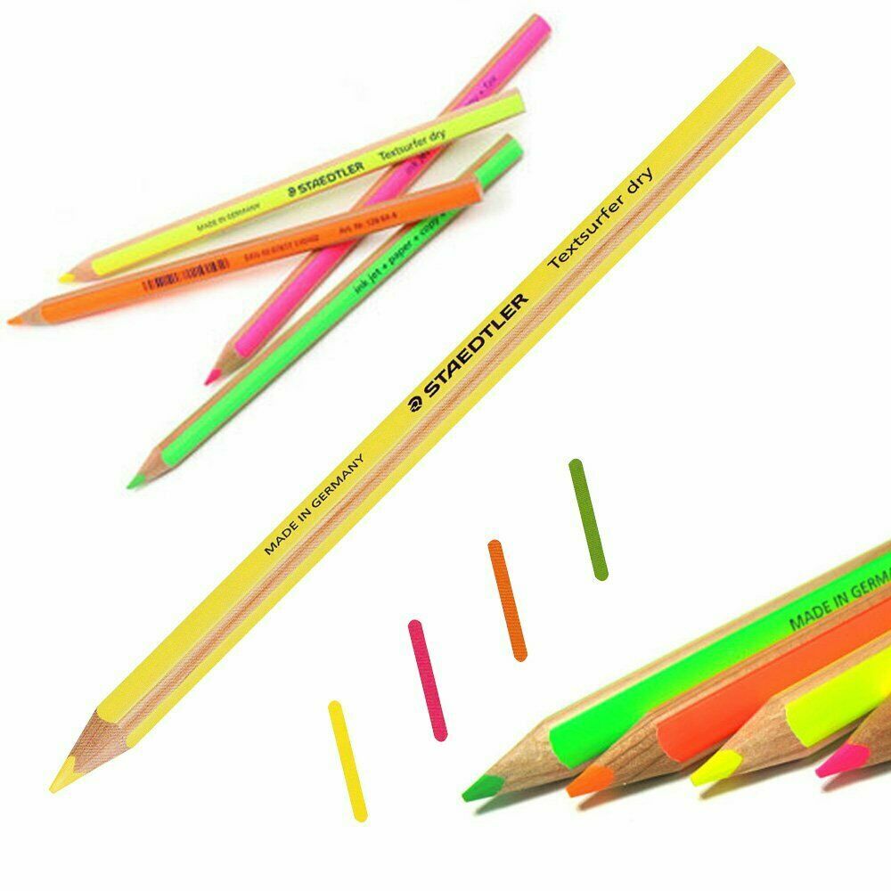 Staedtler Textsurfer Dry Highlighter Pencil 128 64 Drawing Fluorcent 4mm (4pack)