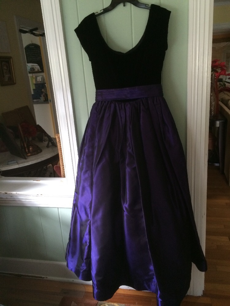After Five Formal Black Velvet Top Purple Skirt Evening Gown
