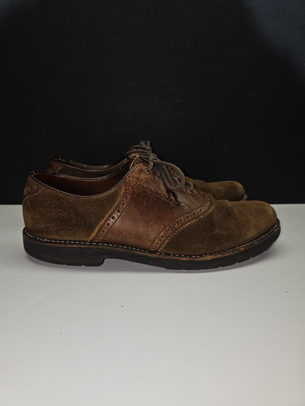 SAOLA L.L. Scarpe Bean Shoes marrone pelle scamosciata vintage scarpe casual Oxford da uomo taglia 9 B