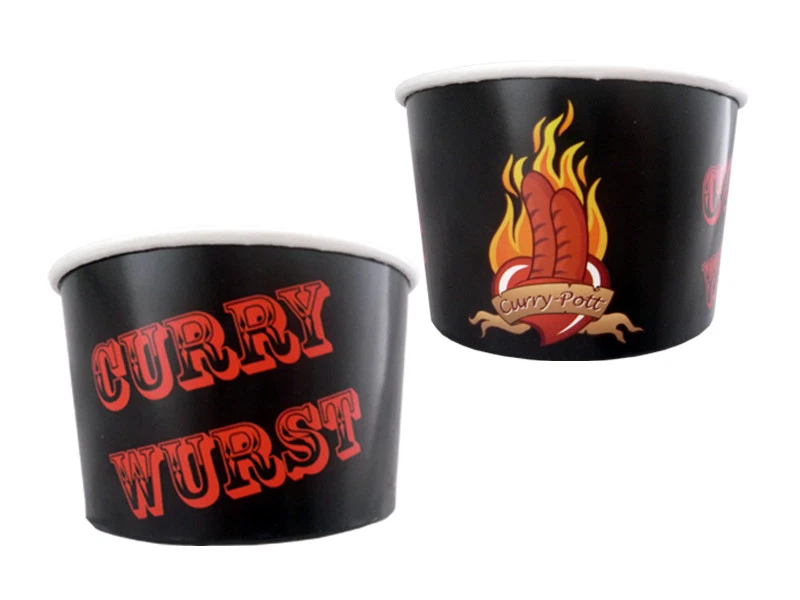 200 Currywurstbecher 360 ml Ø103 H 64 mm Hartpapier für Curry Wurst (507402 var)
