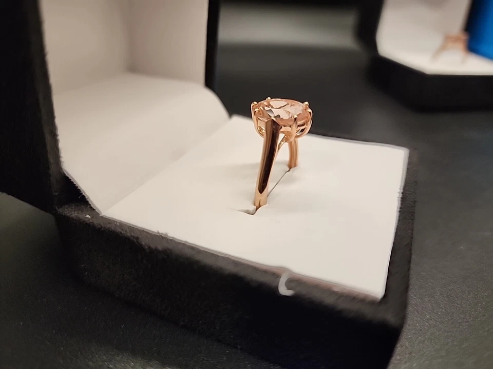 Anillo solitario de melocotón y morganita dulce de oro rosa de 14K 3.00 cwt NUEVO JTV Foto 2 de 4