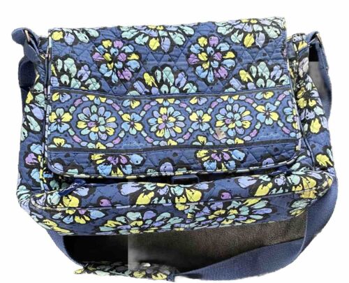 Vera Bradley Blue Floral Print Laptop Bag - image 1