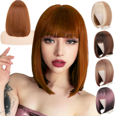 Lady Short Hair Bob Wigs Straight Ash Blonde Hair Wig Cosplay Party Daily  Wig US - Main Image