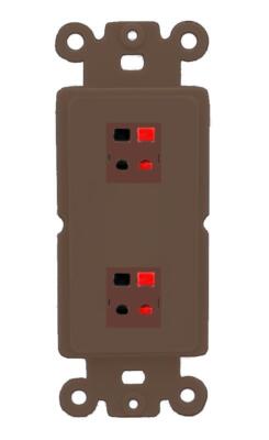 2 Port Speaker Wire Plug Jack Wall Plate Rocker Brown Home Theater Banana AV