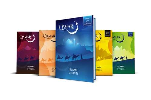 Qamar Islamic Studies books ( All levels ) 1-5 ( NEW ) Colour English Arabic