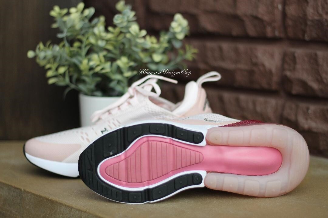 nike women's air max 270 in white and black encrusted with rose gold swarovski crystals
