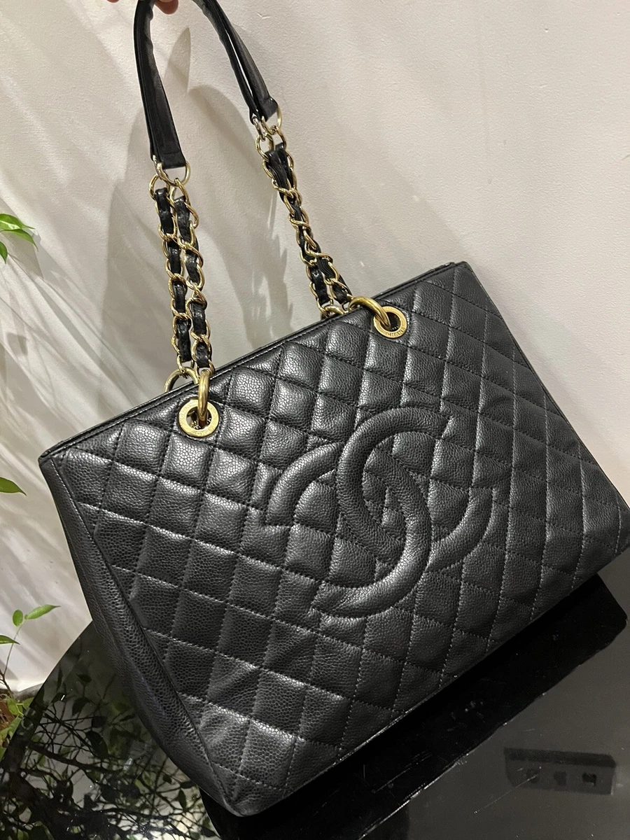 Handbags Chanel Chanel Caviar Chain Shoulder Bag Shopping Tote Black Quilted Purse