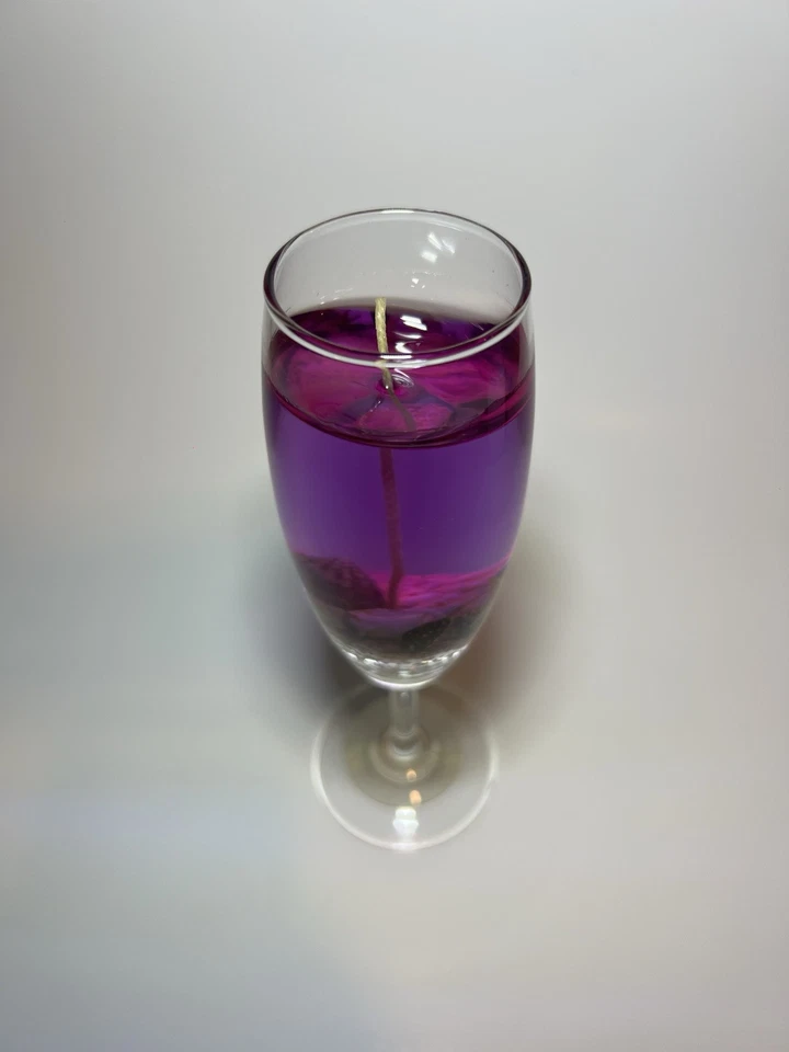 Vela de gel con temática oceánica de copa de champán - regalo perfumado y artesanal (púrpura) Foto 2 de 4