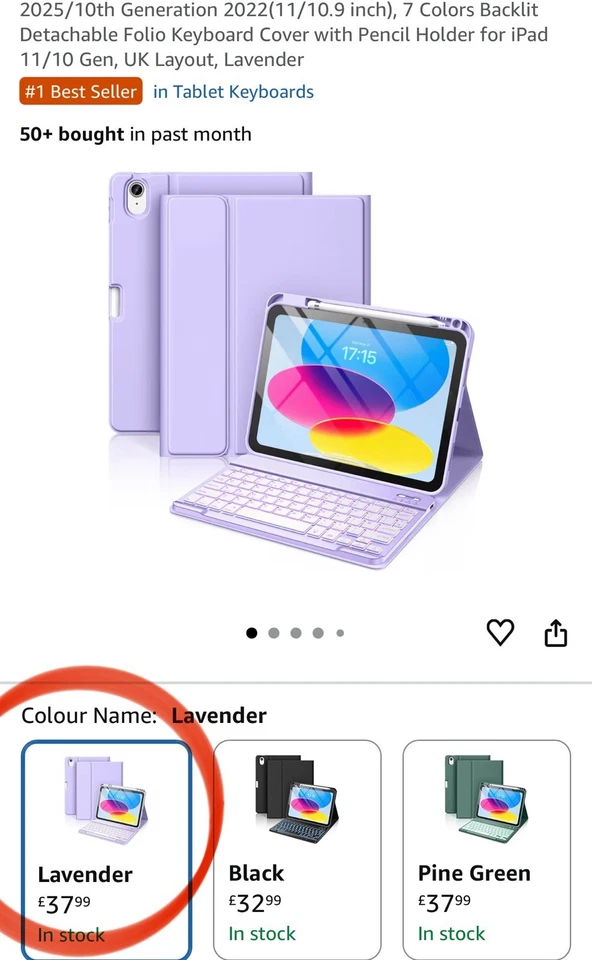 Folio Keyboard Cover Stand 7 Color Backlit Detachable Case For iPad A16 10.9/11” - Image 2 of 4