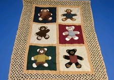 Teddy Bear Quilt 3D Plush Blanket Throw Nursery Baby Cracker Barrel