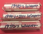 3 Rolls of 1940s To 1950s Circulated Wheat Pennies Wrapped