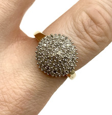 Diamond Ring 9 ct Gold 0.5ct Round Cluster 375 Yellow Gold - Size O 1/2