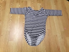 Dance Pre-Owned Leotard Medium Adult Black White Striped Long Sleeve Ballet