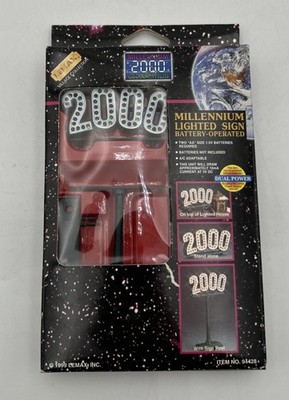 Millenium Lighted Sign Battery Operated Vintage 1999 Lemax Stand Alone Sign Post