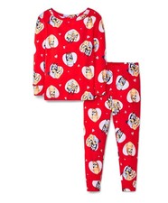 Bluey and Bingo Toddler Kids Hearts Valentines Cotton Pajama Set in Red