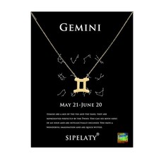 12 Constellation Zodiac Pendant Necklace Astrology Gold Tone Chain with Gold Mes