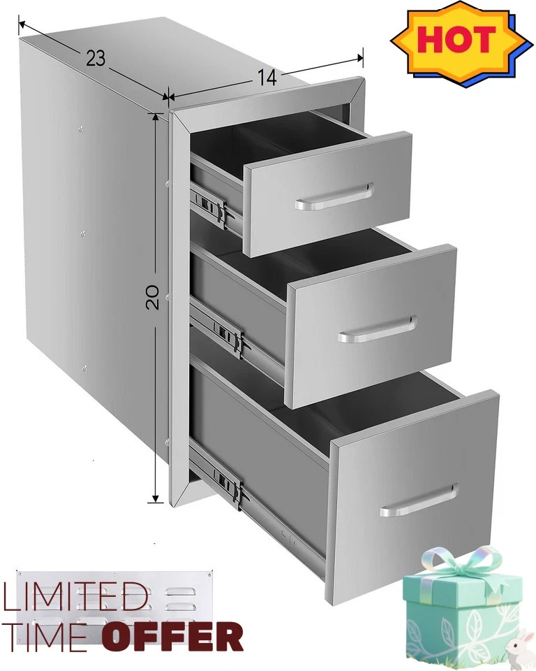 NSF Outdoor BBQ three drawers cabinet triple Stainless steel Kitchen Cabinet