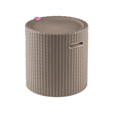 Keter Cappuccino Cool Stool 39L Ice Bucket Table Garden Patio Rattan Seat Beige 
