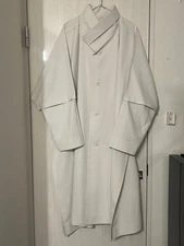 Issey Miyake Homme Plissé 22SS Press Coat White Oversized Polyester #EL AGA