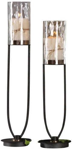 Uttermost Durga Matte Black Candle Holders - Set of 2 - Picture 2 of 2