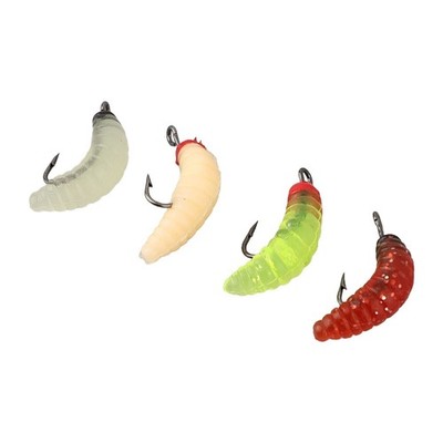 Vibrant Colors Glow Worms Bait Grub with Hooks for Bass and Trout Fishing