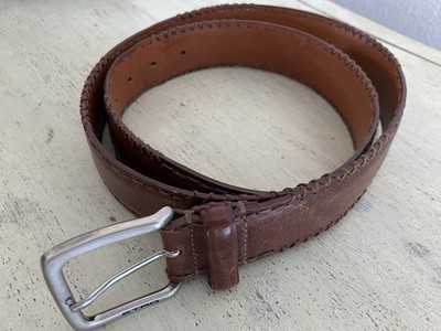 Etro Made in Italy Varying Stitch Leather Logo Buckle Belt in Brown Size 40 $640