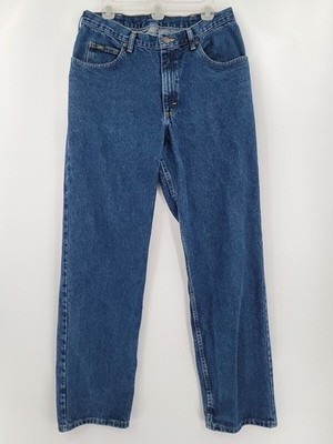 Lee Jeans Mens Adult Size 36x34 Blue Straight Dark Denim Work Workwear Pockets