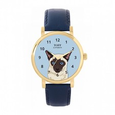 Reloj Toff London TLWS-30099 para dama beige cabeza de gato siamés