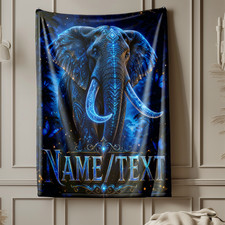 Blue Glowing Elephant Coral Fleece Blanket