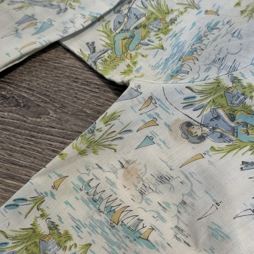 Vintage 60s 70s Boys Fishing Button Up Shirt Size 6 - Picture 8 of 8