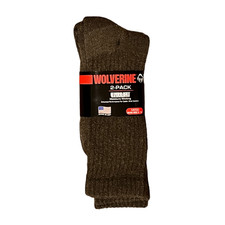 Wolverine Men  s Brown Ultra Dri 2 Pack Socks, Size L, NWT