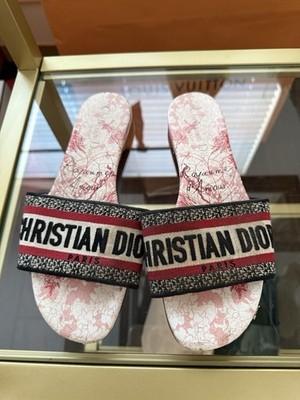 Authentic Christian Dior Dway Slides Red Size 36