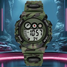 Camouflage Green Kids Watch 7 Colors LED 50M Waterproof Digital Watch